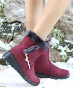 Cheapest 🔥 RXFSP Red Faux Fur-Lined Snow Boot - 👩 Women ❤️ -RXFSP-shop zu100062726 alt 2 tm1633453841