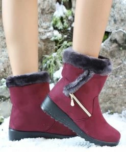 Cheapest 🔥 RXFSP Red Faux Fur-Lined Snow Boot - 👩 Women ❤️