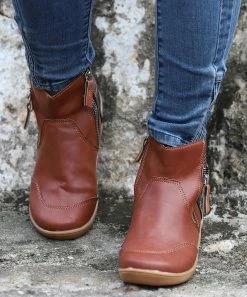 Best Sale ✨ RXFSP Brown Houndstooth-Trim Contrast Ankle Boot - 👩 Women 🔔 -RXFSP-shop zu101120037 alt 3 tm1636032605