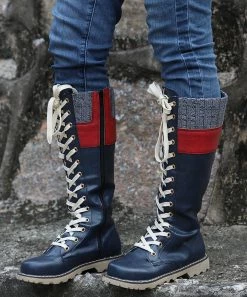 Brand new 🥰 RXFSP Navy Contrast-Trim Lace-Accent Boot - 👩 Women 😍 -RXFSP-shop zu101128143 alt 2 tm1636032605