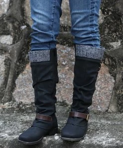 Wholesale ✔️ RXFSP Black Soft-Trim Buckle-Accent Boot - 👩 Women ❤️