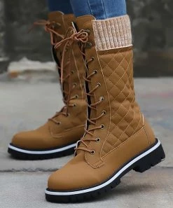 New 👏 RXFSP Khaki Lace-Up Riding Boot - 👩 Women 👏 -RXFSP-shop zu101250885 alt 3 tm1636488952