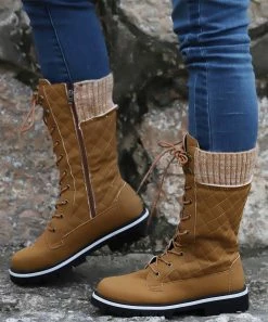 New 👏 RXFSP Khaki Lace-Up Riding Boot - 👩 Women 👏 -RXFSP-shop zu101250885 alt 4 tm1636488952