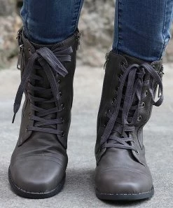 Top 10 🎁 RXFSP Gray Buckle Combat Boot - 👩 Women 🎉 -RXFSP-shop zu101250886 alt 4 tm1636488952