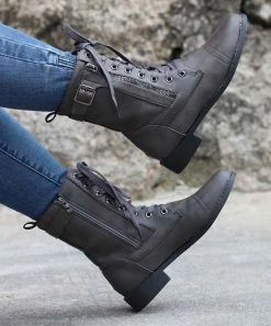Top 10 🎁 RXFSP Gray Buckle Combat Boot - 👩 Women 🎉