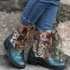 Top 10 🌟 RXFSP Green Floral Embroidered Lace-Up Buckle Boot - 👩 Women ❤️ -RXFSP-shop zu101424585 main tm1637093155