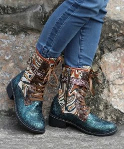 Top 10 🌟 RXFSP Green Floral Embroidered Lace-Up Buckle Boot - 👩 Women ❤️