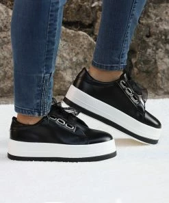 Top 10 ⌛ RXFSP Metallic Black & White Platform 👟 Sneaker - 👩 Women 🥰 -RXFSP-shop zu101707277 alt 2 tm1638033482