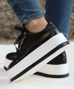 Top 10 ⌛ RXFSP Metallic Black & White Platform 👟 Sneaker - 👩 Women 🥰 -RXFSP-shop zu101707277 alt 4 tm1638033482