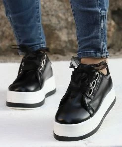 Top 10 ⌛ RXFSP Metallic Black & White Platform 👟 Sneaker - 👩 Women 🥰