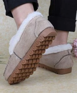 Wholesale 😉 RXFSP Khaki Faux Fur-Lined Stitch-Detail Loafer - 👩 Women 🌟 -RXFSP-shop zu102328035 alt 2 tm1640200655