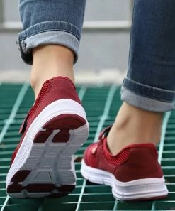 Deals 🤩 RXFSP Wine Red Mesh Mary Jane 👟 Sneaker - 👩 Women 👏 -RXFSP-shop zu102544236 alt 2 tm1641325878