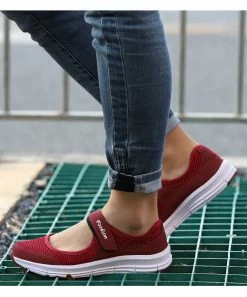 Deals 🤩 RXFSP Wine Red Mesh Mary Jane 👟 Sneaker - 👩 Women 👏 -RXFSP-shop zu102544236 alt 3 tm1641325878