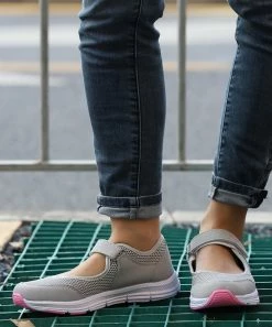 Outlet 🥰 RXFSP Light Gray Mesh Mary Jane 👟 Sneaker - 👩 Women 🤩