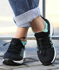 Cheap 🥰 RXFSP Black & Green Knit-Cuff 👟 Sneaker - 👩 Women 🥰 -RXFSP-shop zu102544414 alt 2 tm1641325878