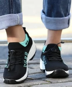 Cheap 🥰 RXFSP Black & Green Knit-Cuff 👟 Sneaker - 👩 Women 🥰 -RXFSP-shop zu102544414 alt 3 tm1641325878