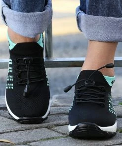 Cheap 🥰 RXFSP Black & Green Knit-Cuff 👟 Sneaker - 👩 Women 🥰 -RXFSP-shop zu102544414 alt 4 tm1641325878