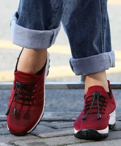 Best deal 🌟 RXFSP Red & Black Knit-Cuff 👟 Sneaker - 👩 Women 🔥 -RXFSP-shop zu102544415 alt 3 tm1641325878