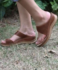 Best Sale ✔️ RXFSP Brown Asymmetrical Toe-Strap Slide - 👩 Women 🛒 -RXFSP-shop zu103240127 alt 4 tm1645217890