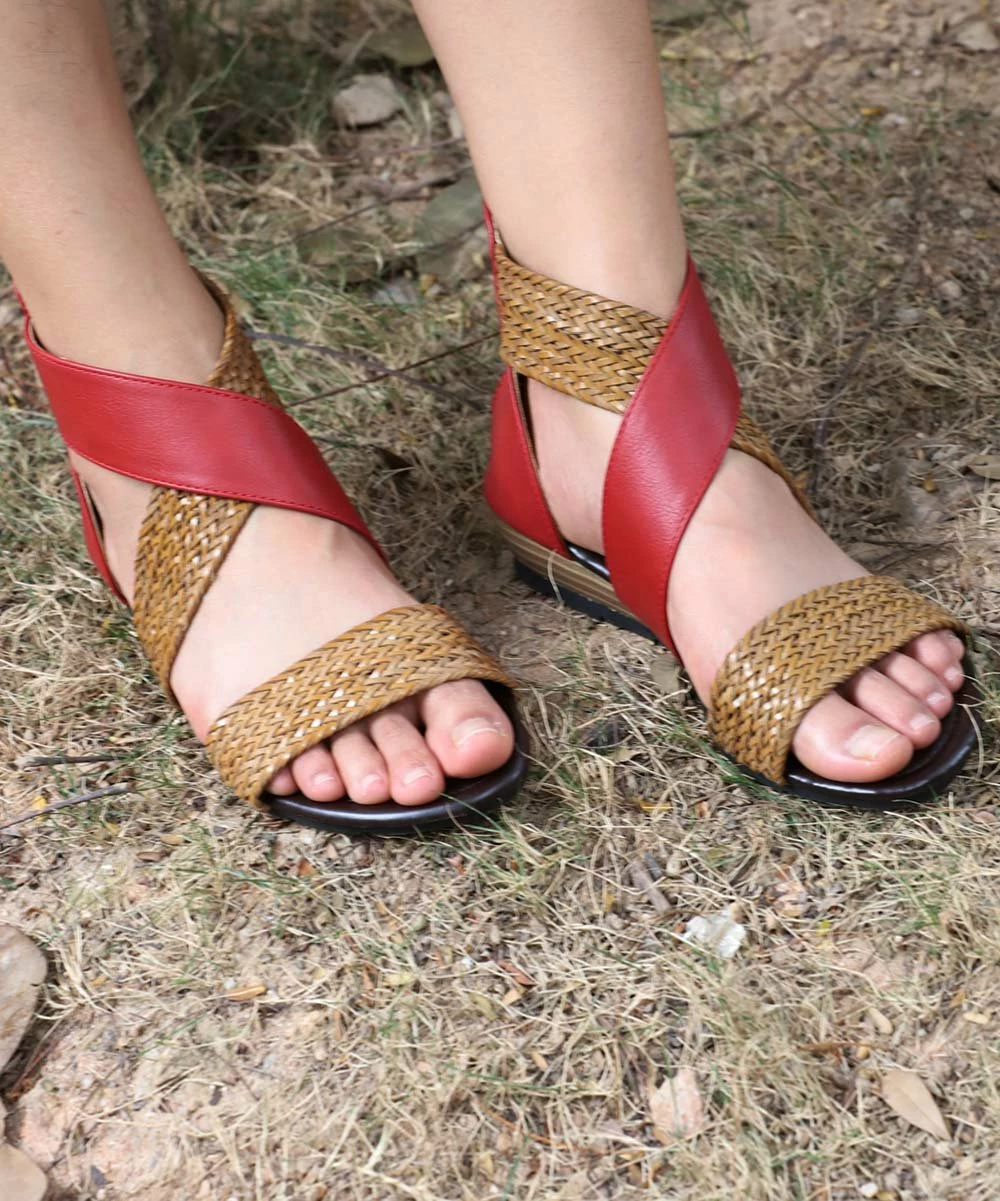 Best Sale ๐ RXFSP Red & Natural Woven Crisscross Gladiator ๐ฉด Sandal - ๐ฉ Women ๐ 5 Best Sale ๐ RXFSP Red & Natural Woven Crisscross Gladiator ๐ฉด Sandal - ๐ฉ Women ๐ - Image 3