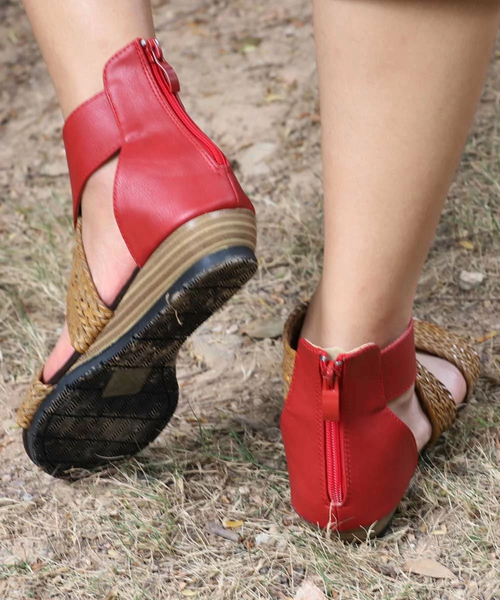 Best Sale ๐ RXFSP Red & Natural Woven Crisscross Gladiator ๐ฉด Sandal - ๐ฉ Women ๐ 6 Best Sale ๐ RXFSP Red & Natural Woven Crisscross Gladiator ๐ฉด Sandal - ๐ฉ Women ๐ - Image 4
