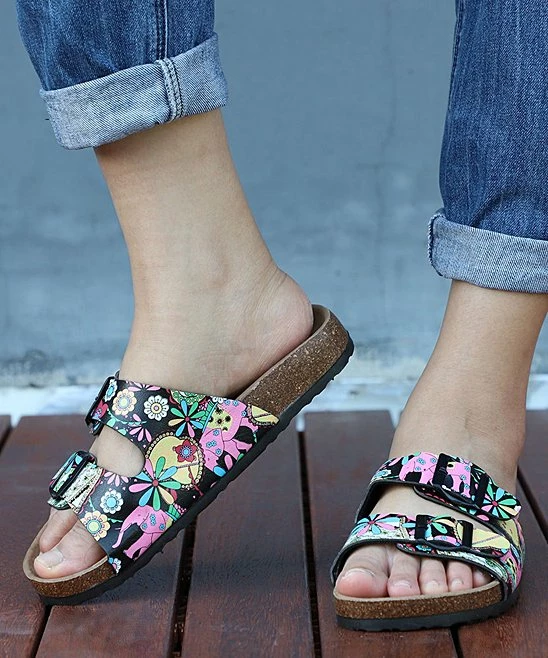 Cheap ๐ RXFSP Black & Pink Floral Double-Strap Buckle Slide - ๐ฉ Women ๐ 5 Cheap ๐ RXFSP Black & Pink Floral Double-Strap Buckle Slide - ๐ฉ Women ๐ - Image 3