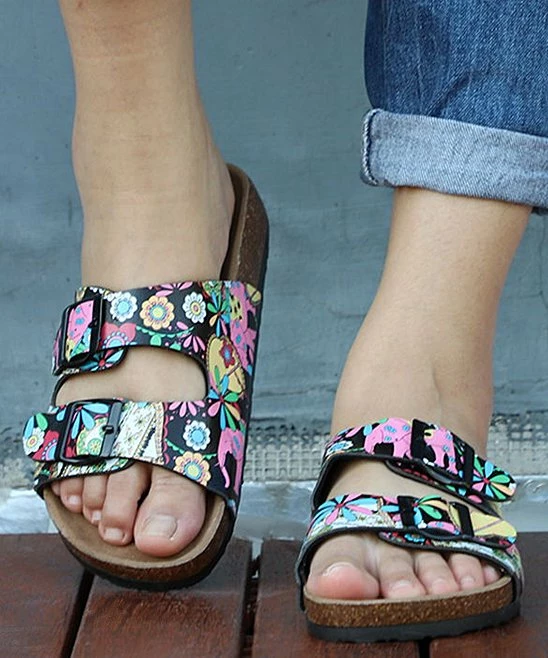 Cheap ๐ RXFSP Black & Pink Floral Double-Strap Buckle Slide - ๐ฉ Women ๐ 7 Cheap ๐ RXFSP Black & Pink Floral Double-Strap Buckle Slide - ๐ฉ Women ๐ - Image 5