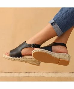 Flash Sale 😍 RXFSP Black Wedge 🩴 Sandal - 👩 Women ⌛ -RXFSP-shop zu104445110 alt 3 tm1648216732