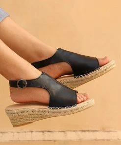 Flash Sale 😍 RXFSP Black Wedge 🩴 Sandal - 👩 Women ⌛