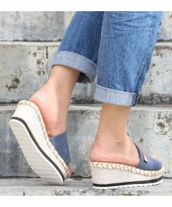 Flash Sale 👏 RXFSP Blue Espadrille Platform Slide - 👩 Women 💯 -RXFSP-shop zu105025817 alt 4 tm1649940300