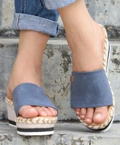 Flash Sale 👏 RXFSP Blue Espadrille Platform Slide - 👩 Women 💯