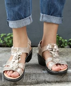 Hot Sale ⭐ RXFSP Gold Floral-Accent 🩴 Sandal - 👩 Women ❤️