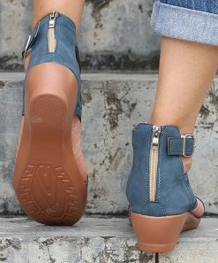 Best Sale 💯 RXFSP Navy Blue Cutout Wedge 🩴 Sandal - 👩 Women 🎉 -RXFSP-shop zu105034556 alt 2 tm1649766639