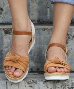 Budget ⌛ RXFSP Brown Knotted-Bow Platform 🩴 Sandal - 👩 Women 😍 -RXFSP-shop zu105034563 alt 2 tm1649878958