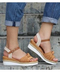 Budget ⌛ RXFSP Brown Knotted-Bow Platform 🩴 Sandal - 👩 Women 😍 -RXFSP-shop zu105034563 alt 3 tm1649878958