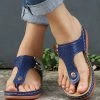 Flash Sale 🌟 RXFSP Blue Perforated T-Strap 🩴 Sandal - 👩 Women 🥰 -RXFSP-shop zu105035326 main tm1649766639