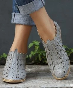 Buy ⌛ RXFSP Gray Cross-Knit Closed-Toe 🩴 Sandal - 👩 Women 🔥 -RXFSP-shop zu105749302 alt 2 tm1652273639