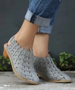Buy ⌛ RXFSP Gray Cross-Knit Closed-Toe 🩴 Sandal - 👩 Women 🔥 -RXFSP-shop zu105749302 alt 4 tm1652273639