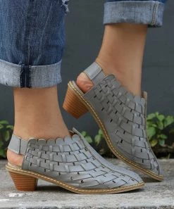 Buy ⌛ RXFSP Gray Cross-Knit Closed-Toe 🩴 Sandal - 👩 Women 🔥