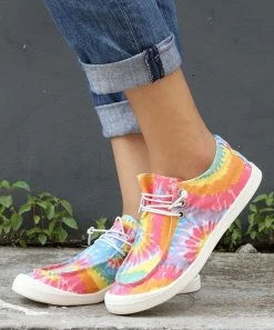 New ⭐ RXFSP Vibrant Tie-Dye Canvas Slip-On 👟 Sneaker - 👩 Women 🔔 -RXFSP-shop zu105816443 alt 3 tm1652360155