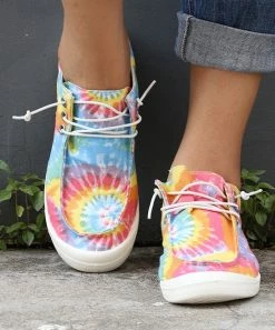New ⭐ RXFSP Vibrant Tie-Dye Canvas Slip-On 👟 Sneaker - 👩 Women 🔔 -RXFSP-shop zu105816443 alt 4 tm1652360155