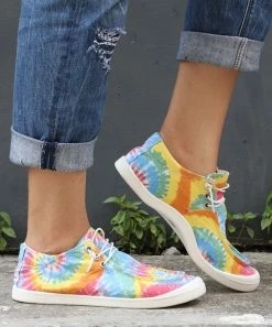 New ⭐ RXFSP Vibrant Tie-Dye Canvas Slip-On 👟 Sneaker - 👩 Women 🔔