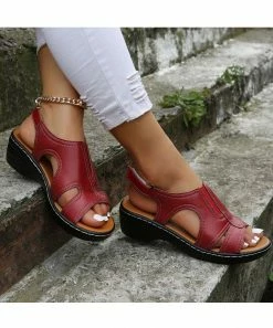 Cheap 😍 RXFSP Red Cutout-Side 🩴 Sandal - 👩 Women 🎁 -RXFSP-shop zu105828508 alt 3 tm1652468343