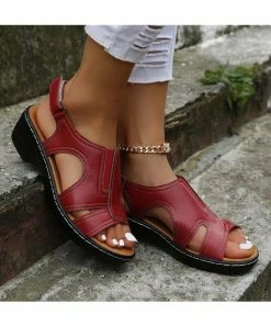 Cheap 😍 RXFSP Red Cutout-Side 🩴 Sandal - 👩 Women 🎁 -RXFSP-shop zu105828508 alt 4 tm1652468343