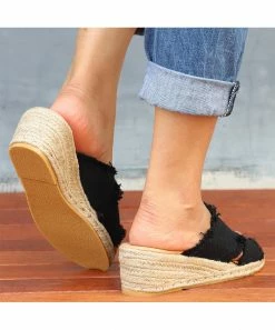 Hot Sale 🎁 RXFSP Black & Goldtone Chain-Accent 🩴 Sandal - 👩 Women ⭐ -RXFSP-shop zu106180203 alt 3 tm1653418454