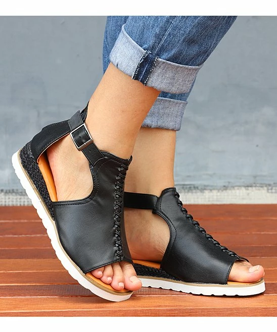Outlet ๐ RXFSP Black Lace-Up Wedge ๐ฉด Sandal - ๐ฉ Women โ๏ธ 4 Outlet ๐ RXFSP Black Lace-Up Wedge ๐ฉด Sandal - ๐ฉ Women โ๏ธ - Image 2
