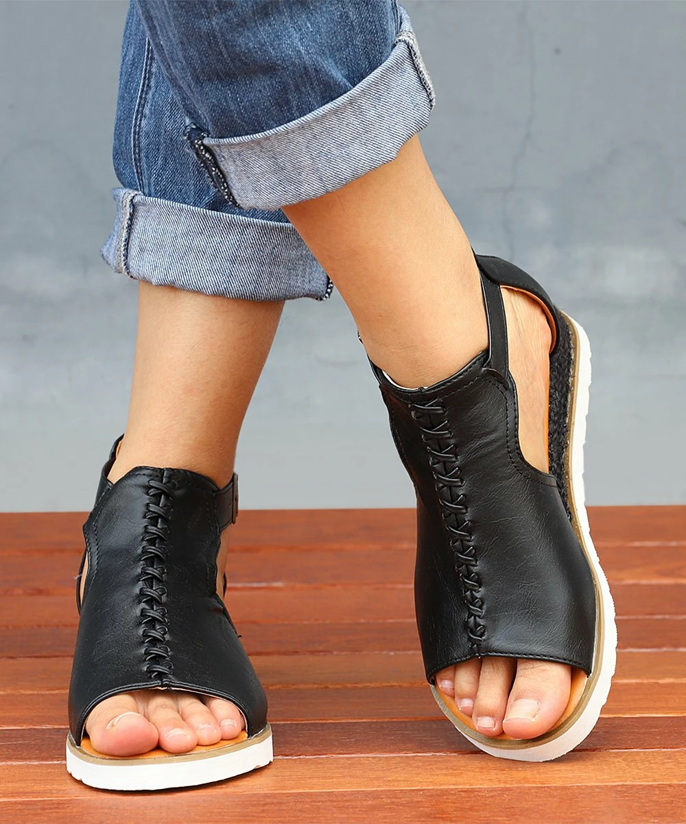 Outlet ๐ RXFSP Black Lace-Up Wedge ๐ฉด Sandal - ๐ฉ Women โ๏ธ 3 Outlet ๐ RXFSP Black Lace-Up Wedge ๐ฉด Sandal - ๐ฉ Women โ๏ธ