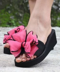 Brand new 🛒 RXFSP Rose Red Bow-Accent Wedge Slide - 👩 Women 😀 -RXFSP-shop zu106363761 alt 3 tm1654713353