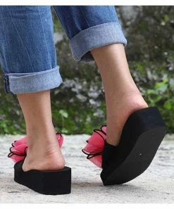 Brand new 🛒 RXFSP Rose Red Bow-Accent Wedge Slide - 👩 Women 😀 -RXFSP-shop zu106363761 alt 4 tm1654713353