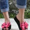 Brand new 🛒 RXFSP Rose Red Bow-Accent Wedge Slide - 👩 Women 😀 -RXFSP-shop zu106363761 main tm1654713353